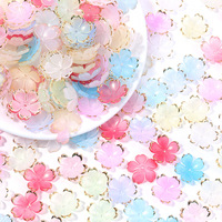 Manik-manik Akrilik Bunga Sakura Warna-warni dengan Pinggiran Emas Gradasi, Liontin Bunga 5 Kelopak untuk Pembuatan Perhiasan DIY dan Aksesoris Jepit Rambut