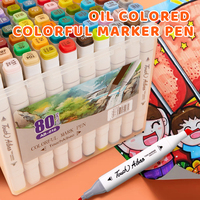 Marqueurs d'art carrés blancs à double pointe 12-80 couleurs Peinture professionnelle Encre à base d'alcool avec coffret cadeau PP