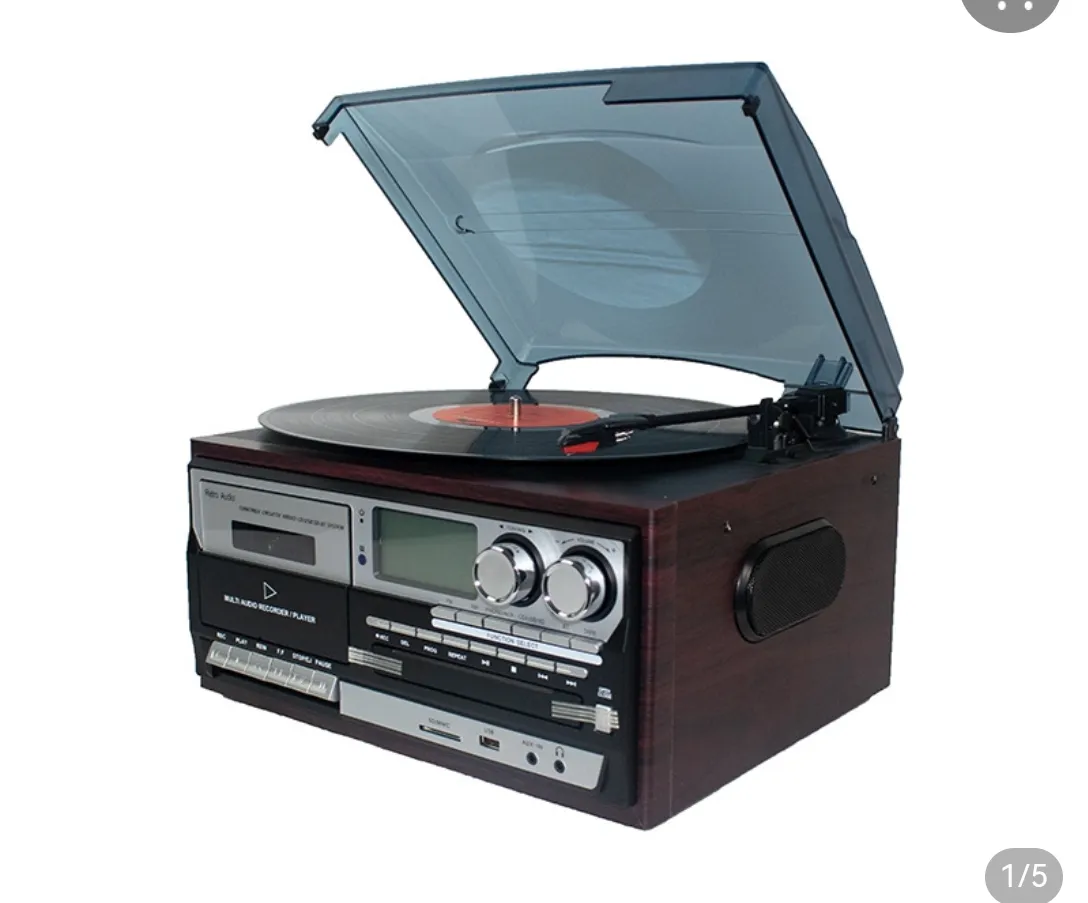 Skywin Thương Hiệu Mới Bằng Gỗ Vinyl Bàn Xoay Máy Nghe Nhạc Với USB/MP3/CD/ AM/FM Radio/Cassette Nghe Nhạc Ghi