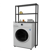 Étagère de rangement métallique à 3 niveaux pour machine à laver/sèche-linge, organisateur de chaussures amovible, gain de place, design moderne, salle de bain