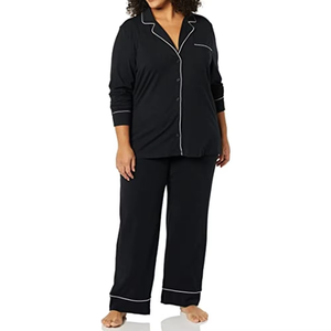 Set <span class=keywords><strong>Pigiama</strong></span> <span class=keywords><strong>Donna</strong></span> Personalizzato 2023 in 100% Cotone Traspirante, <span class=keywords><strong>Camicia</strong></span> <span class=keywords><strong>a</strong></span> Maniche Lunghe e Pantaloni Lunghi Estivi - Product Image 3