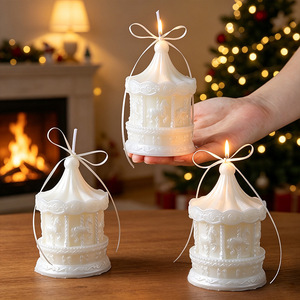 Elegant Carousel Aromatherapy <b>Candle</b> Retro Style Tabletop Ornament Creates Warm Ambiance For Indoor Living Space - Product Image 3