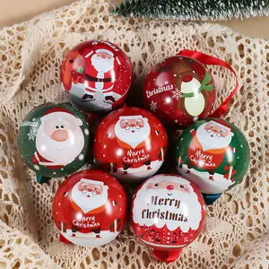 Christmas Round Ball Christmas Eve Decorations Candy Box for Christmas Gift Kids Santa Claus Snowman Xmas Gift Box Supplies