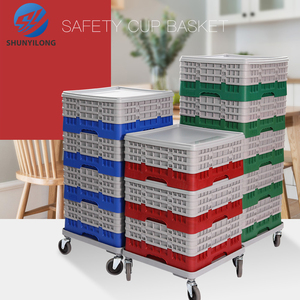 Étagère en verre transparent avec panier de rangement en plastique, solution d'organisation pratique pour tasses, verres et plateaux de <span class=keywords><strong>vaisselle</strong></span> - Product Image 1