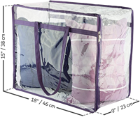 Sac de rangement robuste pour couette en PVC Queen Quilt Blanket Literie Organisateur de rangement portable avec fermeture à glissière bidirectionnelle durable