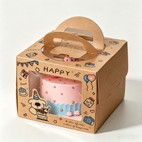 Emballage cadeau pour les fêtes, boîte à gâteau d'anniversaire, fenêtre transparente en PET, poignée portable, impression de logo personnalisée, boîte à pâtisserie, emballage pour desserts