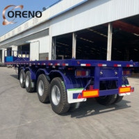 Semi-remorque plateau extensible 40 pieds 3 essieux 80 tonnes avec système de verrouillage de conteneur et suspension mécanique, freinage pneumatique pour le transport de marchandises