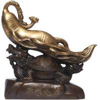 Statue de dragon tortue chinois vintage en cuivre, relief de ginseng, artisanat Feng Shui, pour une vie prospère, décoration de bureau à domicile