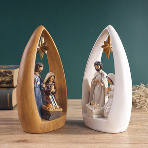 Figura de la Sagrada Familia de Madera y Resina, Modelo 001, para Decoración de Iglesia, Figura de María y Jesús, Modelo 001 - Product Image 3