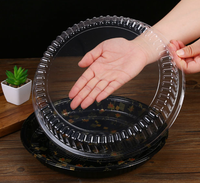 Boîte à sushi jetable ronde en PET de haute qualité HYX-65 Bingo, personnalisable, avec couvercle transparent, emballage alimentaire, feuille d'or