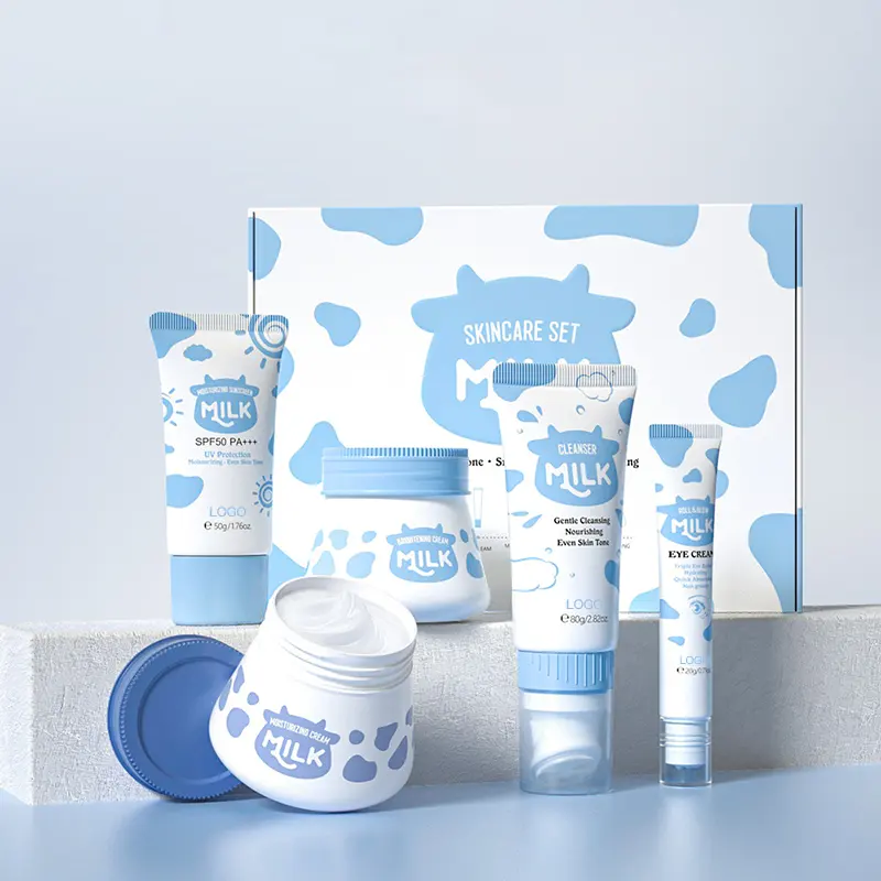Private Label Ceramide Organic Pure Milk Skin Care Set Brightening Milk Facial Amino Acid Whitening beauty product Skincare Kit