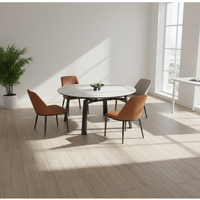 Ensemble de table à café et à dîner rétractable de luxe italien au design moderne, écologique, avec 4 chaises pour hôtel, cuisine et salle à manger