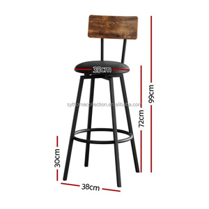 Tabourets <span class=keywords><strong>de</strong></span> <span class=keywords><strong>bar</strong></span> <span class=keywords><strong>de</strong></span> style mid-century haut <span class=keywords><strong>de</strong></span> gamme, structure en métal <span class=keywords><strong>noir</strong></span>, dossier en bois, chaises <span class=keywords><strong>de</strong></span> <span class=keywords><strong>bar</strong></span> pour comptoir <span class=keywords><strong>de</strong></span> cuisine, café - Product Image 3