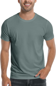 Người Đàn Ông Của Mềm Tre Và Cotton T-Shirt Crew Cổ Cơ Bản Giản Dị Chất Lượng Cao Ngắn Áo Thun - Product Image 4