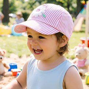Gorra de Béisbol Infantil Personalizada de 5 Paneles, de Algodón con Rayas Rosas Bordadas, Gorra Deportiva de Verano con Protección Solar para Niñas - Product Image 6