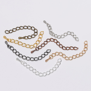 Chaîne d'extension de collier 5-7mm en fer plaqué cuivre en forme de goutte pour la fabrication de colliers, finitions argent, or, bronze antique, rhodium, bronze canon. - Product Image 1