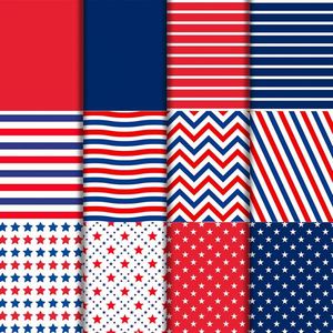 Papel de Regalo Personalizado para el 4 de Julio, Papel para Manualidades con Rayas Patrióticas, Paquete de Papel Recubierto de 15x15 cm para Álbumes de Recortes, Día de la Independencia Americana - Product Image 6