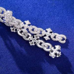 Bracelet cubain unisexe BRILLIANT DIAMANT 14 mm avec fermoir boîte, bijoux de mariage tendance, 34g, style hip-hop luxueux - Product Image 2