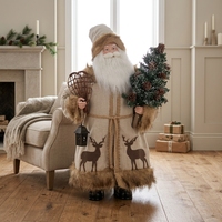 Figurine de Père Noël réaliste avec manteau à carreaux noir et blanc, poupée debout de Noël, décoration moderne de ferme