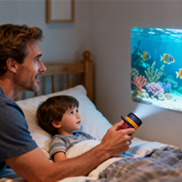 Lampe torche de projection éducative électrique pour enfants, jouet en plastique ABS de haute qualité avec des fonctions lumineuses et audio interactives