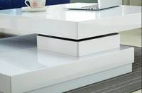 Table basse contemporaine P2 MDF spray PU haute brillance à deux couches conception rotative pour salon meubles de maison