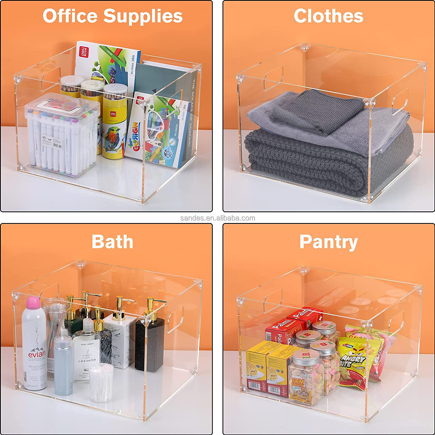 Clear Acrylic Desk Organizer & File Box For A4 Folders