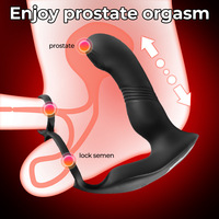 Masseur de prostate vibrant avec fonction de tapotement, plug anal, masturbateur masculin, fonction de retenue du sperme, silicone, étanche IPX7, 9 vibrations