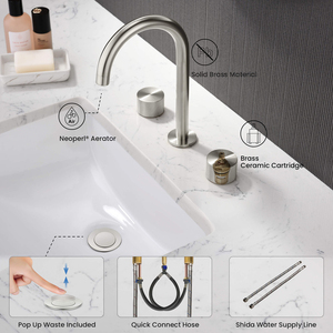 <span class=keywords><strong>Grifo</strong></span> comercial para <span class=keywords><strong>lavabo</strong></span> de baño <span class=keywords><strong>Grifo</strong></span> de <span class=keywords><strong>lavabo</strong></span> de <span class=keywords><strong>tres</strong></span> orificios de níquel cepillado - Product Image 5