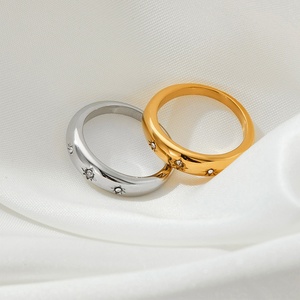 Nuevo Anillo de Acero Inoxidable Europeo Americano Transfronterizo para Mujer, Piedra Natural Única, Incrustaciones de Estrella de Ocho Puntas, No se Destiñe - Product Image 3