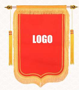 Banderines Triangulares de Tela Premium de Alta Calidad con Flecos Dorados, Asta de Fibra de Carbono, Logotipo Personalizado, Logros Corporativos, Marca - Product Image 6