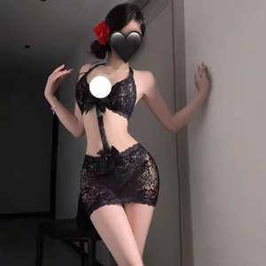 Combinaison noire sexy en dentelle, lingerie écologique fine, facile à enfiler, entrejambe ouvert, uniforme de tentation chaude, vêtements de nuit pour femme - Product Image 5