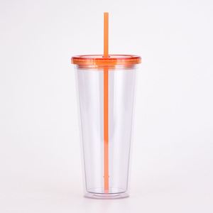 Wholesale <b>Reusable</b> Tumbler Double Layer Plastic Acrylic <b>Cup</b> <b>With</b> <b>Lid</b> for Direct Drinking Custom Logo Option - Product Image 2