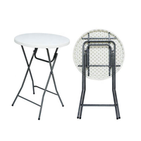 Mesa de Cóctel Redonda Plegable Portátil de Plástico de 32 Pulgadas al por Mayor, Muebles Modernos para Eventos al Aire Libre para Bodas, Bares y Fiestas