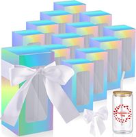 Boîte à gobelet en verre à sublimation holographique avec ruban, emballage cadeau pour gobelet de remise de diplôme 2026, boîte cadeau vierge pour mariage