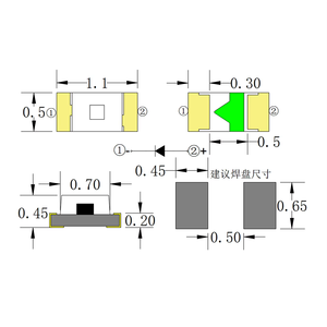 Arktech 0402 SMD LED 120 도 1.10x0.50x0.45mm 457-469nm 에폭시 수지 패키지 2 년 보증 블루 무료 샘플 1005 Leds - Product Image 2