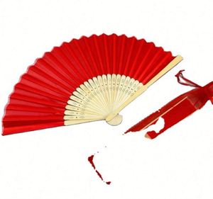 Abanicos de mano plegables de seda con varillas de bambú huecas para festivales, bodas y eventos, personalizables - Product Image 2