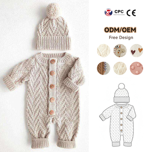 OEM ODM Tricots d'hiver pour tout-petits garçons <span class=keywords><strong>Pull</strong></span> décontracté pour enfants Filles Barboteuse chaude en tricot à manches longues pour bébé - Product Image 1