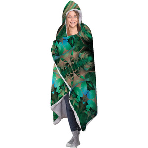 Đầy Màu Sắc Tùy Chỉnh Thiết Kế In Thăng Hoa Wearable Fleece Sherpa Trùm Đầu Chăn Cho Mùa Đông - Product Image 3