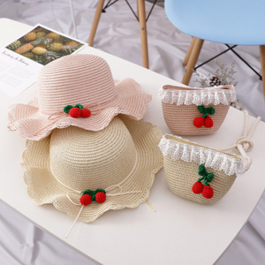Sản Phẩm Mùa Hè Mũ Chống Nắng Cho Trẻ Em Mũ Rơm Anh Đào Cho Bé Gái Mũ Công Chúa Dễ Thương + Túi Đưa Thư Đồ Dùng Cho Bé Gái - Product Image 1