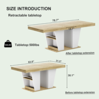 [Stock US] Table à manger extensible de style rustique de 78,7 pouces pour 8 à 10 personnes, avec étagères de rangement des deux côtés, expédition domestique aux États-Unis, MOQ 1