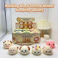Jouet à presser anti-stress en forme de animal de dessin animé, type dumpling, avec cuiseur vapeur, bloc de construction, rembourré, à remontée lente, souple et croustillant, boîte mystère