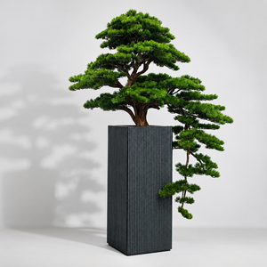 Artificial <b>Pine</b> Bonsai Tree with Planter, Lifelike Sculpted Foliage for Interior Designer Commercial & Residential Decor - Product Image 1