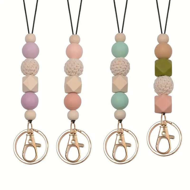 Factory Wholesale Fashion Silicone Lanyards Silk Screen Printed Key Chain and Bracelets Image 5