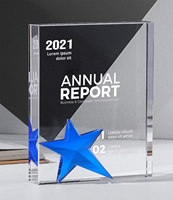 Plaque personnalisée avec logo, étoile bleue en cristal, trophée en verre K9, souvenir laser pour bureau, récompenses, certificat d'entreprise