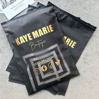 Sacs d'emballage en plastique noir givré mat personnalisés avec fermeture éclair, matière PE, refermables avec logo pour t-shirts et sous-vêtements