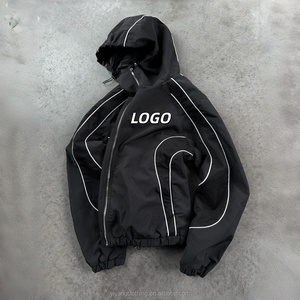 Felpe con Cappuccio Vintage a Righe Personalizzate per Uomo, Vestibilità Ampia, Stile <span class=keywords><strong>Y2K</strong></span> Street, Giacca con Cappuccio Casual Ricamata - Product Image 3