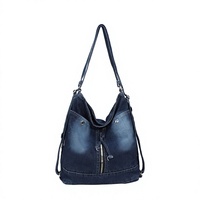 Sac à dos fourre-tout en jean pour femme, sac à bandoulière convertible, sac à main hobo décontracté, sac convertible 3-en-1, personnalisation OEM ODM, vente en gros