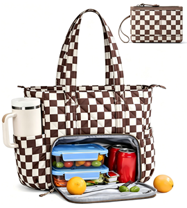 Borsa Termica Pieghevole da Donna in Poliestere con Capacità 21L, Scomparto per Laptop da 15.6 Pollici e Portabicchieri da 40oz - Product Image 1