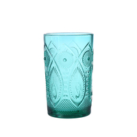 Ensemble de gobelets élégants en verre coloré à motif paon vintage, verres décoratifs pour l'arrangement de la table à manger