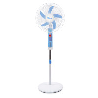 Ventilateur sur pied numérique 12V DC en plastique avec lumière LED, alimentation solaire, moteur à balais, oscillant, hauteur réglable, pour usage domestique et économe en énergie